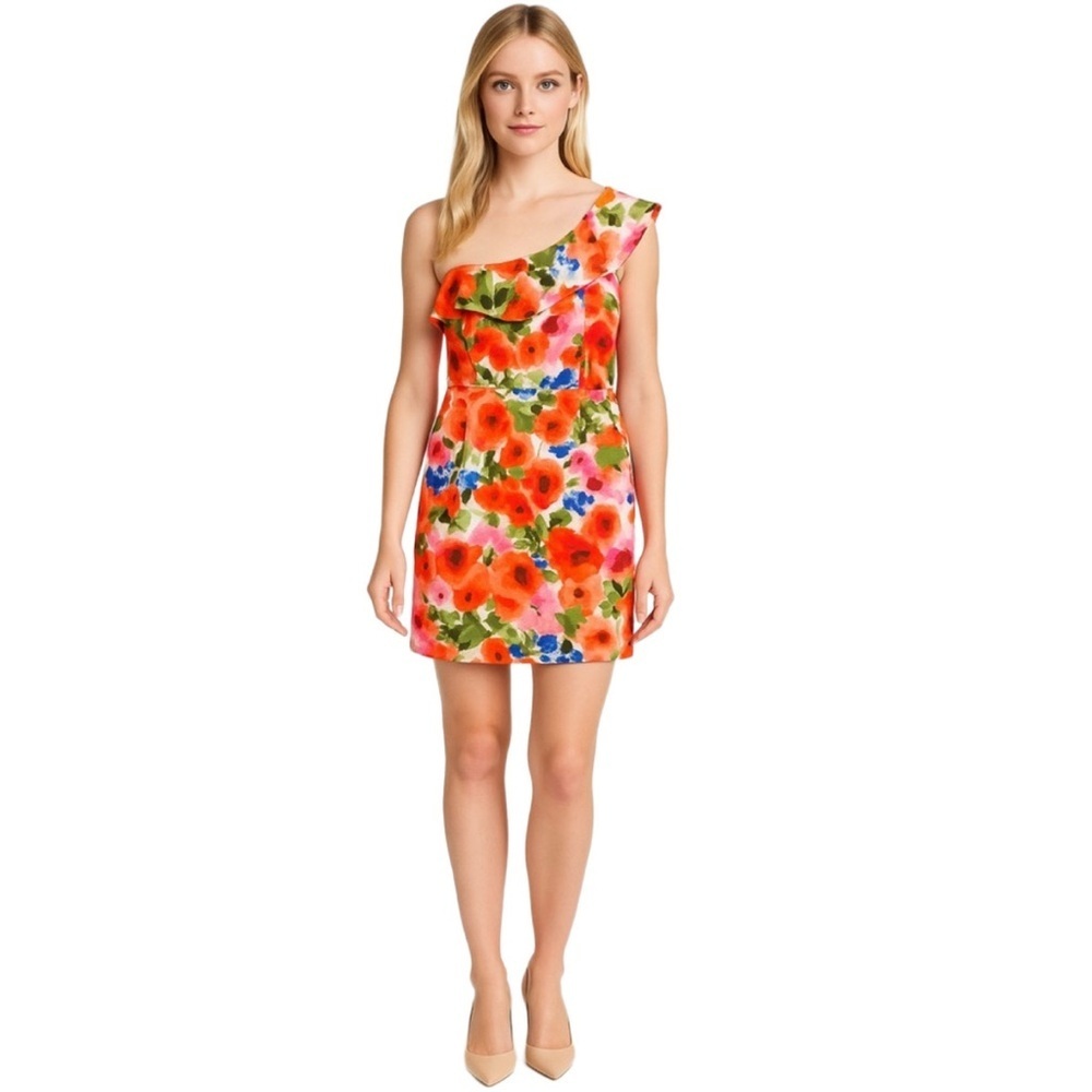 NWT ELIZA J Floral Print One Shoulder Dress